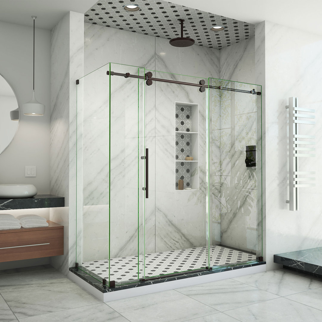 Enigma-XO Single 60.37" W x 34.5" D x 76'' H Frameless Shower Enclosure DreamLine Frame 