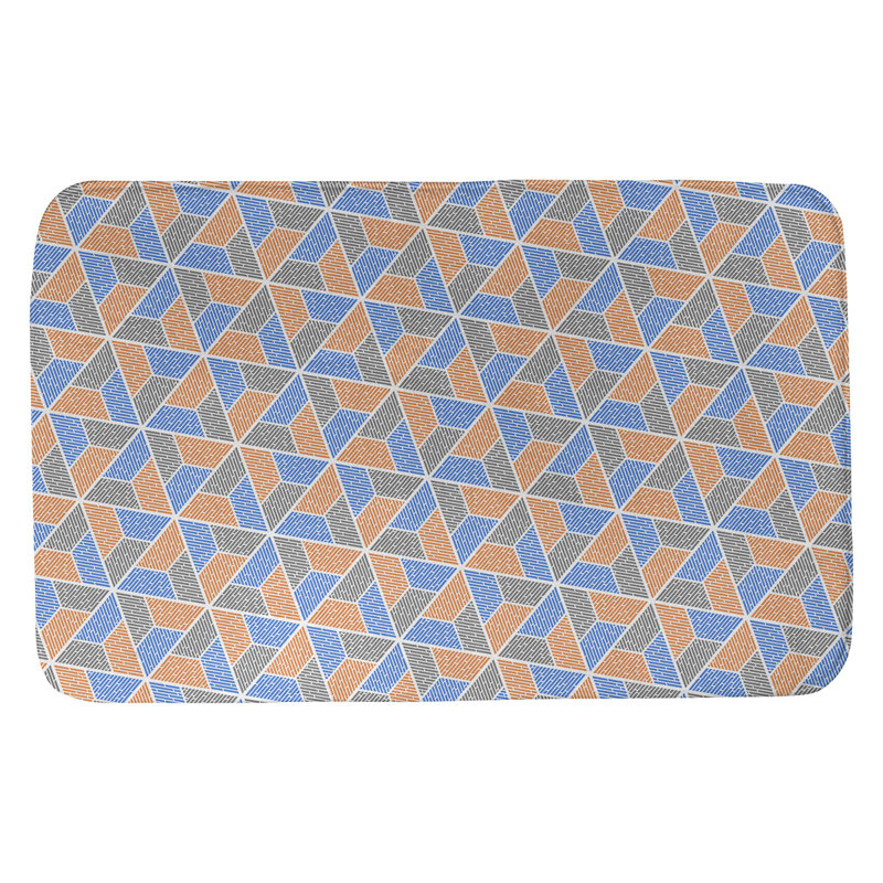Mcguinness Memory Foam Non-Slip Bath Rug, 17" W x 24" L, Blue/Orange/Grey