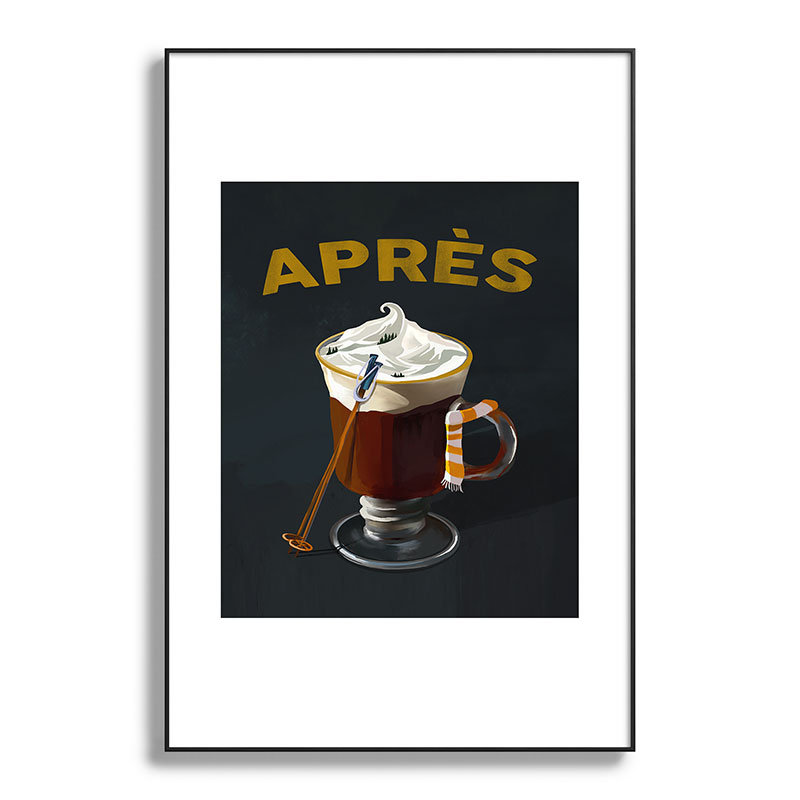 The Whiskey Ginger Apres Ski Hot Chocolate, reproduction d'art encadrée, Encadrement métallique noir