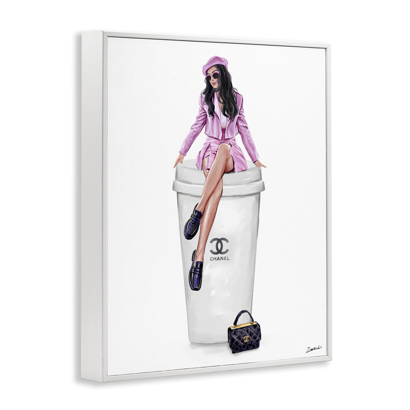 Art chic giclée sur une tasse de café par Ziwei Li, Estampe numérique encadrée blanc bord de mer, H 14 po x l 11 po