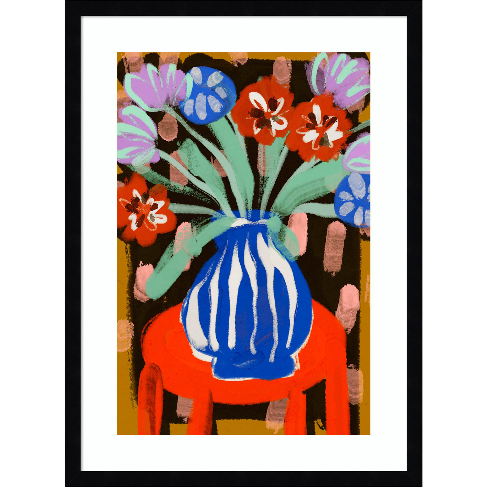 Ocilla "Floral Still Life No. 2" Print, Black, 25" H x 19" W