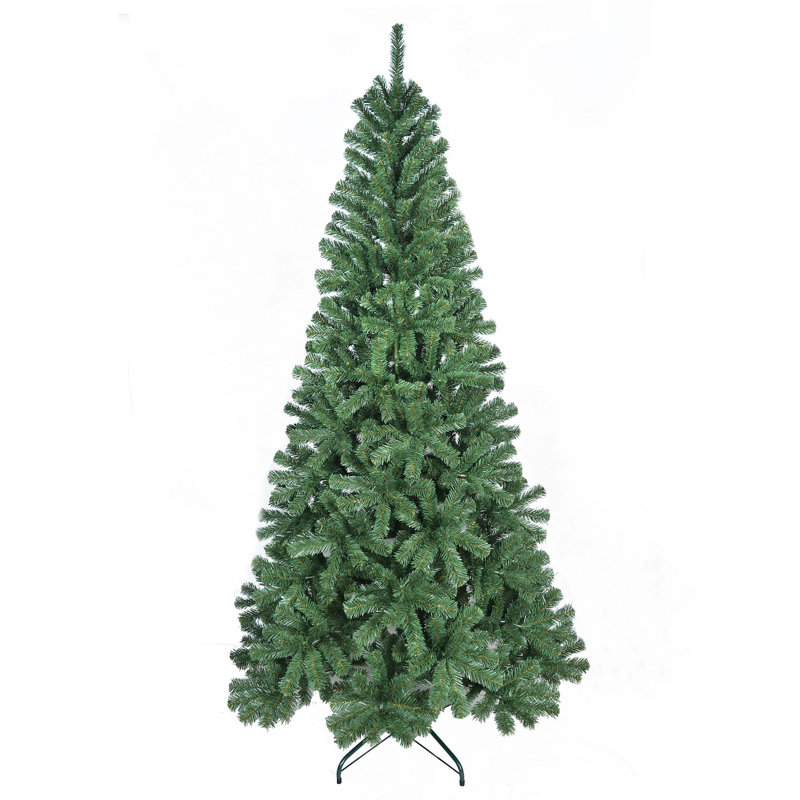 Arbre de Noël artificiel entièrement vert avec structure à charnières et support en métal pour la décoration de bureau, d'appartement ou de fête