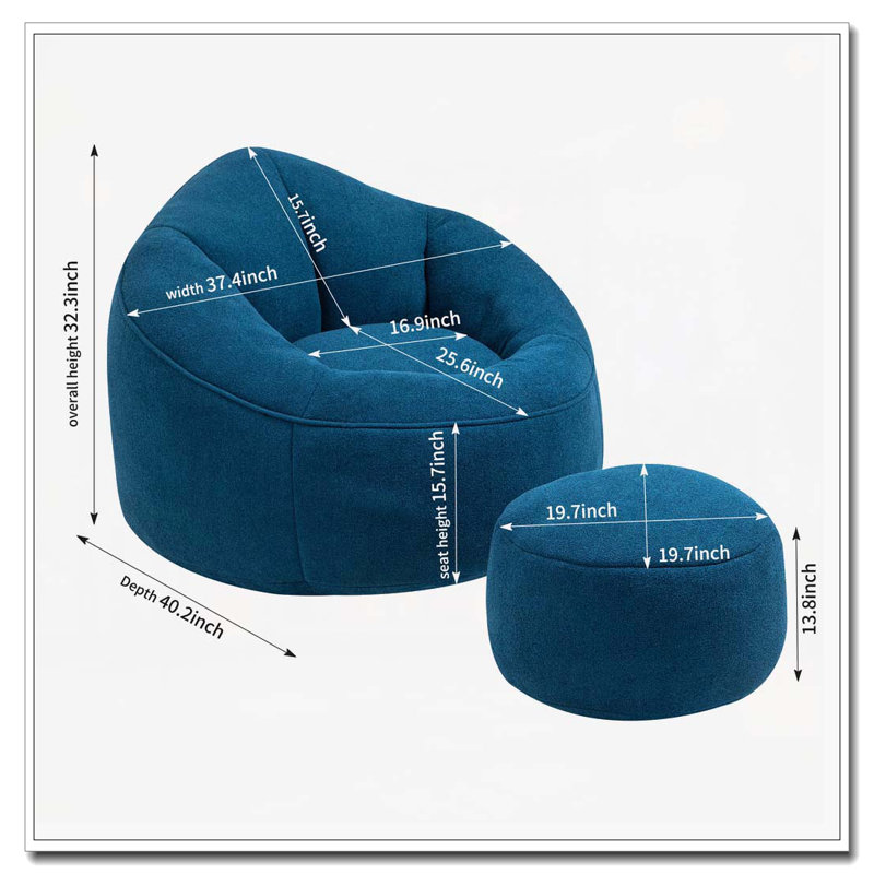 Fauteuil à billes rembourré, Bleu