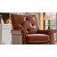 Chaise berçante pivotante en cuir véritable de 31 po avec dossier capitonné et garniture cloutée Stratton-8065962