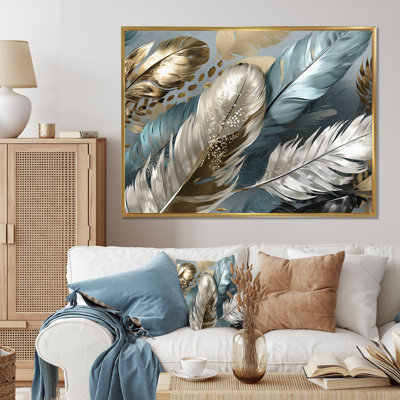 Zacharie, plumes dorées dorées IV sur toile