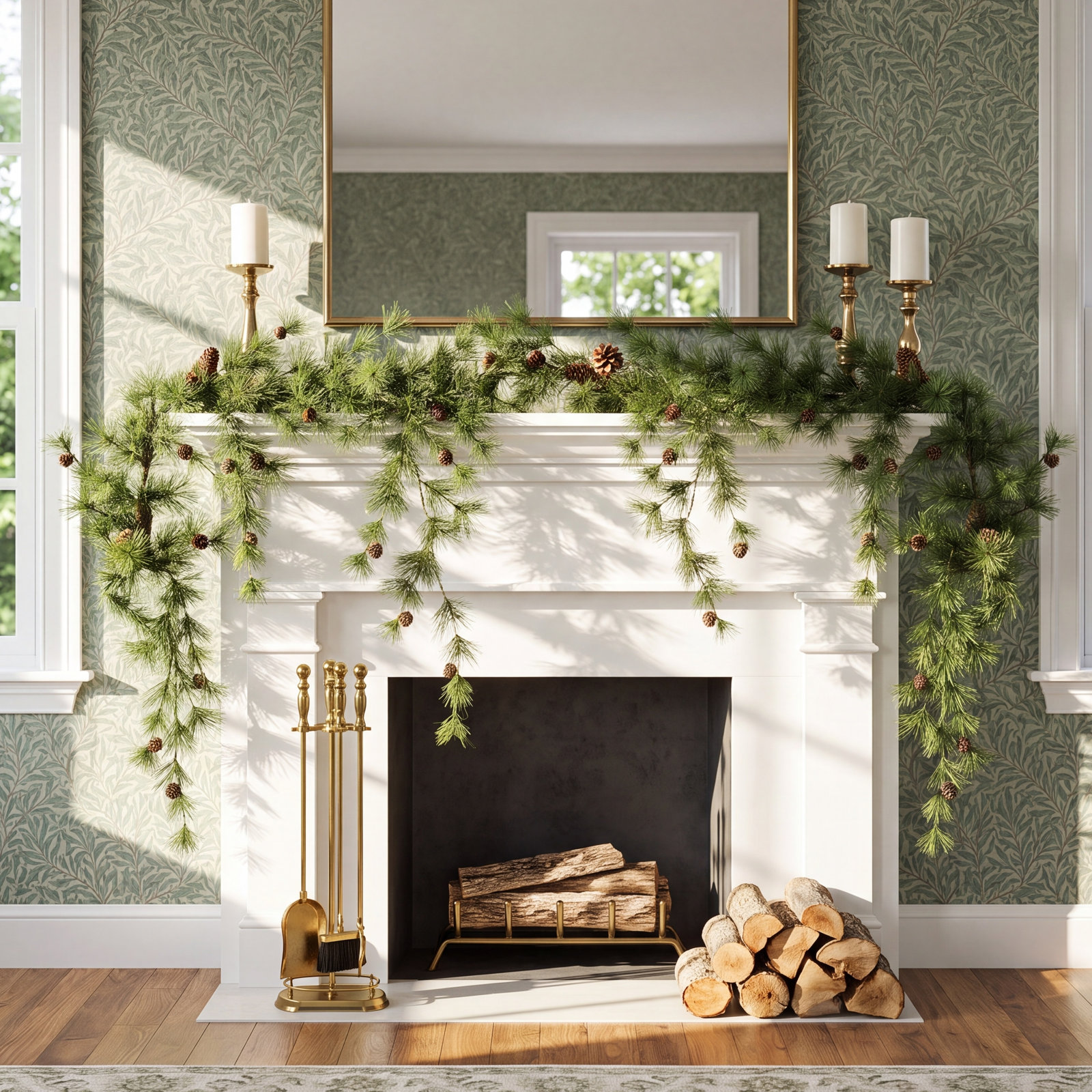 72" Snowy Pine Christmas Garland