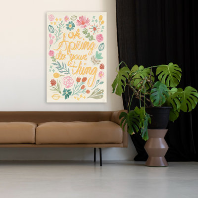 Spring Song IV Contemporary, floral, crème, bleu, Pâques