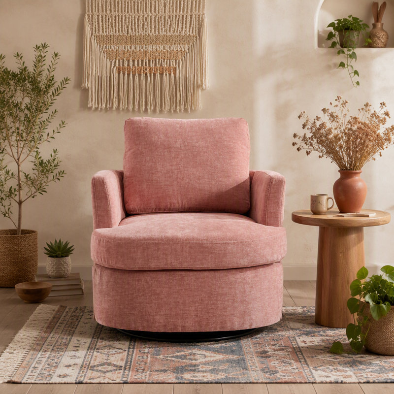 Chaise pivotante, Tissu rose