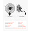 Ventilateur mural, ventilateur suspendu mural de 18 po oscillant, 3 vitesses, longue distance de circulation d'air, angle de rotation réglable, mécanique puissant pour l'industrie, commercial, garage, atelier, gymnase