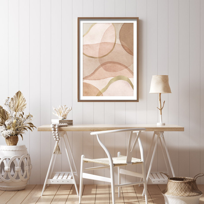 Blush and Brown Abstract by Kathrin Pienaar - Picture Frame Painting on Paper, 24" H x 16" W