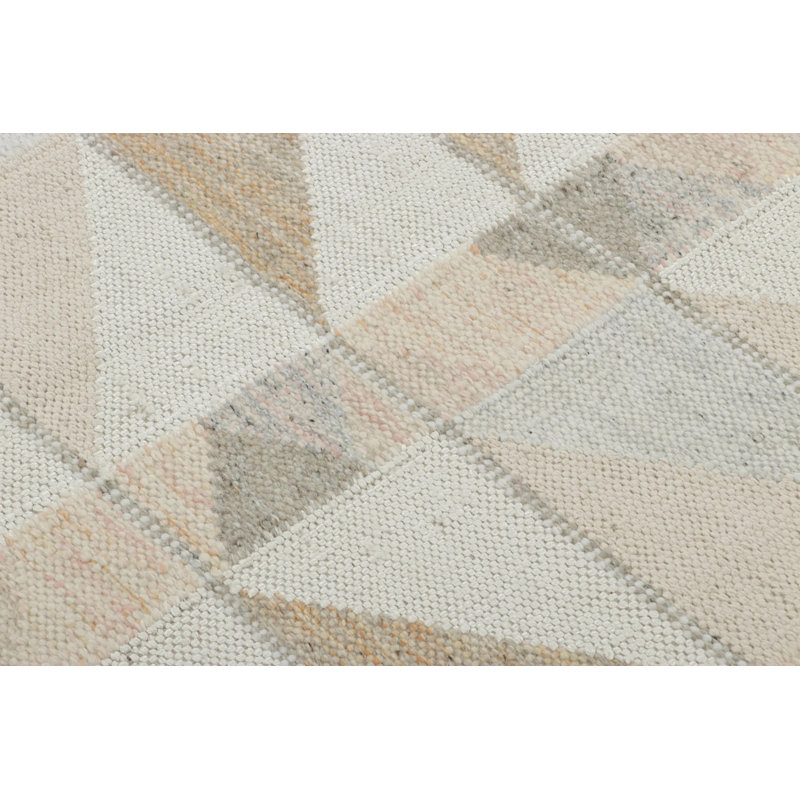 Scandinavian Kilim Wool Geometric Area Rug, Rectangle 10' x 14'