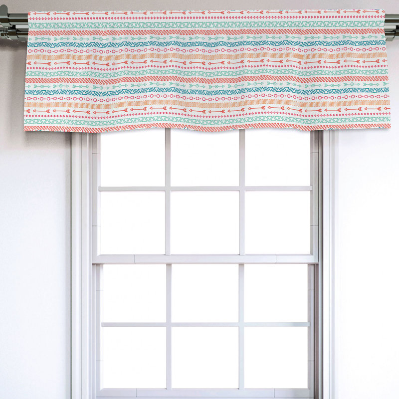 Sateen Geometric Ruffled Window Valance