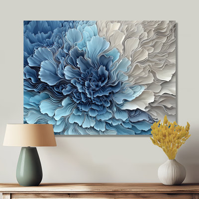 Blue White Coastal Garden Of Flowers I - Botanicals Metal Wall Art, Modern Metal Print