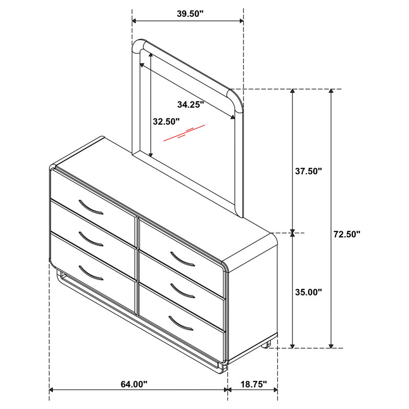 Rockhampton 6-drawer Dresser And Mirror Nutmeg