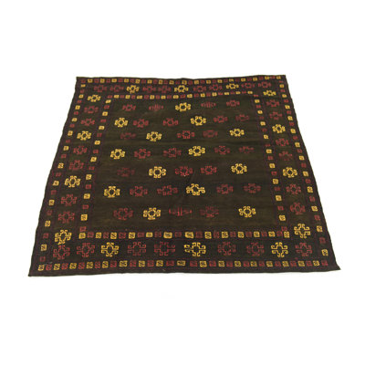 Tapis de zone one-of-kind à la main-noué la new age green/jaune/rouge 4 pi 2 po x 4 pi zone de laine 3 po Earley