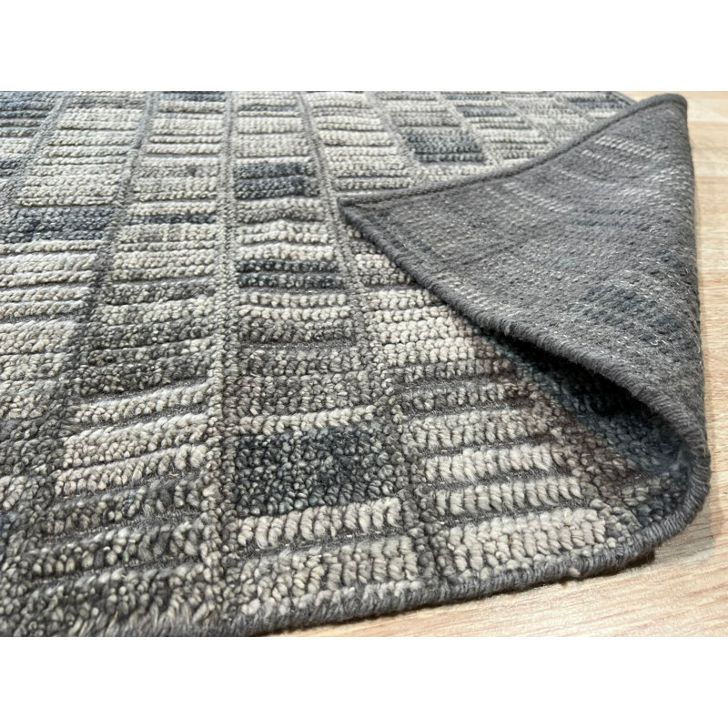 Tapis gris contemporain en laine noué à la main gris, Rectangle de 10 pi x 14 pi