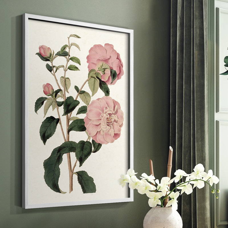 «Pink Floral Mix IV», reproduction encadrée - bois massif, H 20 po x l 16 po, Blanc