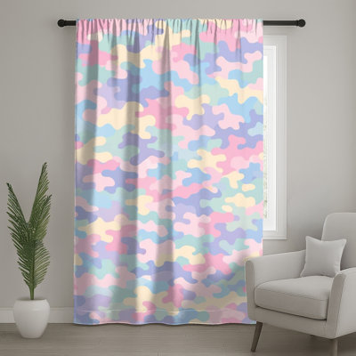 Pastel Camouflage Pattern Window Curtains, Camouflage Sheer & Blockout Curtains - 1 Panel