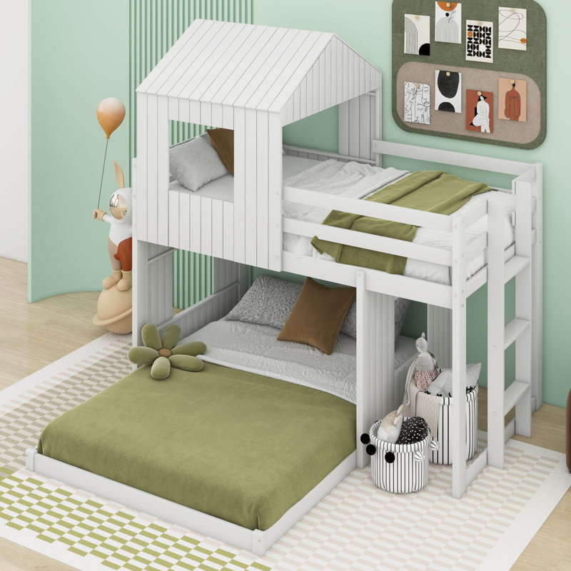 Quamaine Kids Twin Over Full Bunk Bed, White