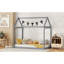 Lit simple en bois, gris