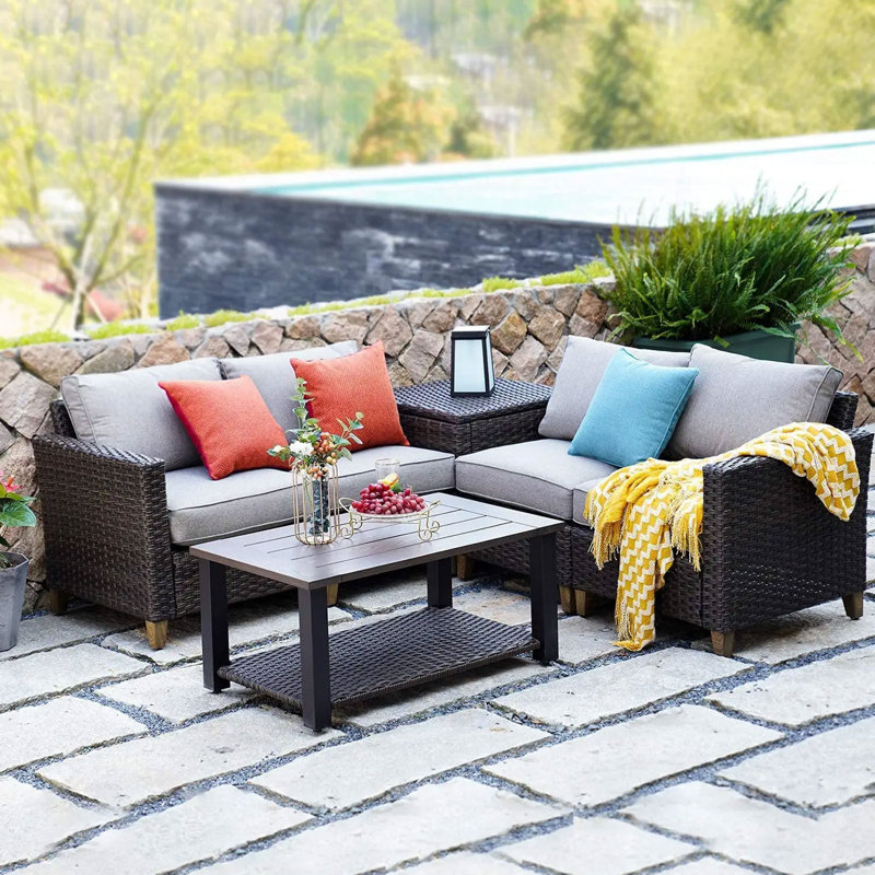 Girtie 4 - Person Modular Patio Conversation Set with Cushions