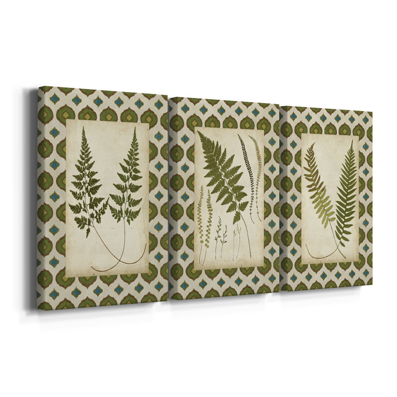 Fougères marocaines I - Toile tendue avec châssis sur mesure - 3 pièces, H 36 po x l 72 po