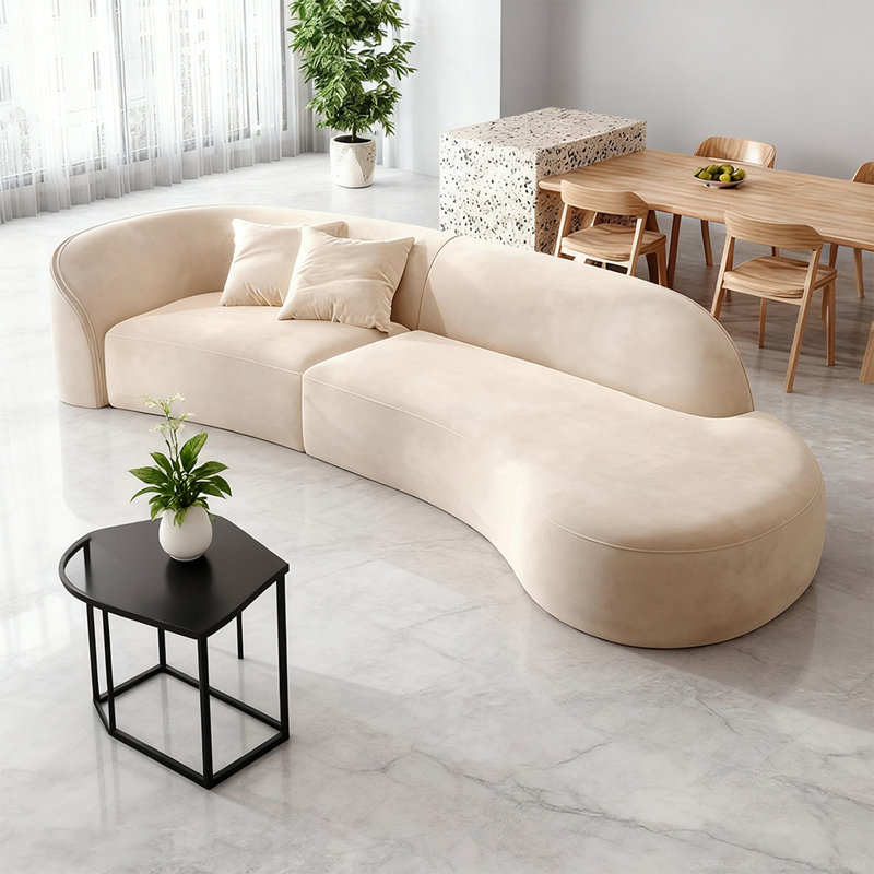 Premium Right-Armrest Microfiber Sofa With Larch Wood Frame – Elegant, Comfort-Focused Design