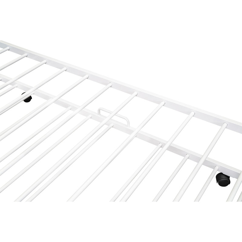 Lit plateforme simple avec lit gigogne Adalric, Blanc