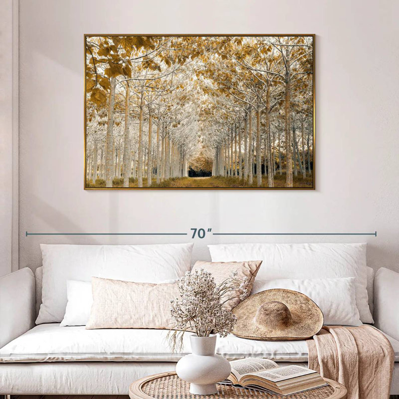 Or blanc, 46 po x 31 po, Cadre flottant doré
