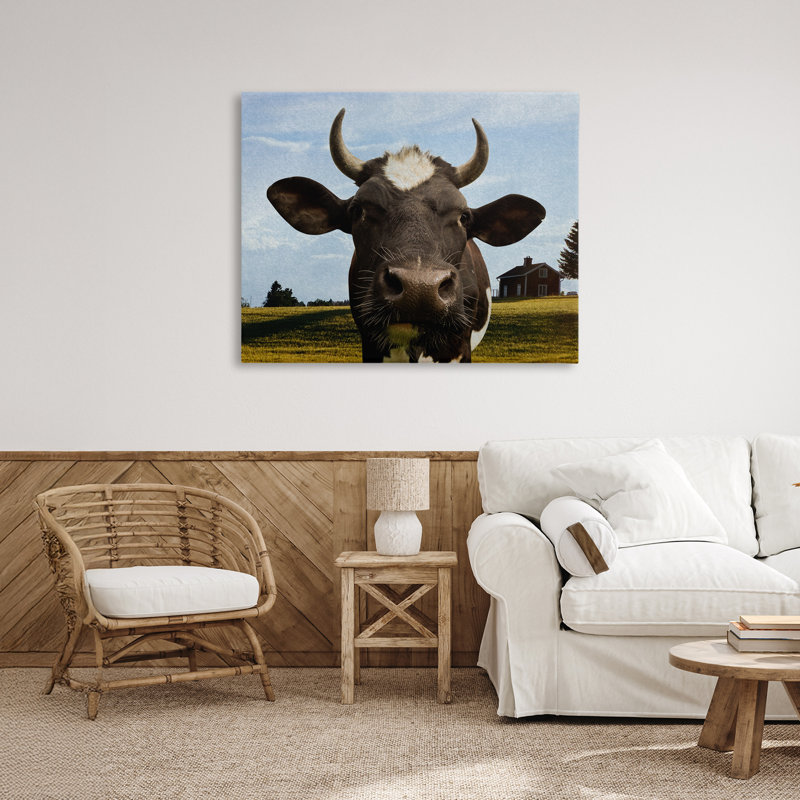 Toile de ferme avec cornes courbées, design par Marcus Prime, H 30 po x l 40 po