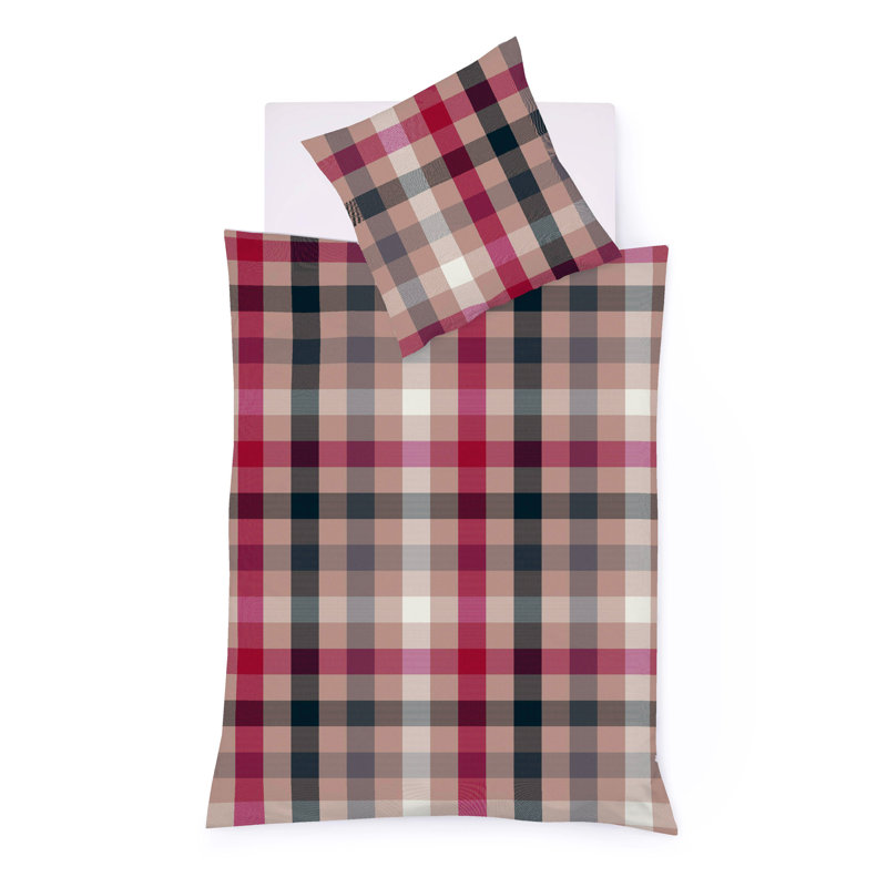 Lech 100% cotton 110 TC Duvet Cover Set, 155 x 220 cm - 1 Pillowcase (80 x 80 cm), Red/White