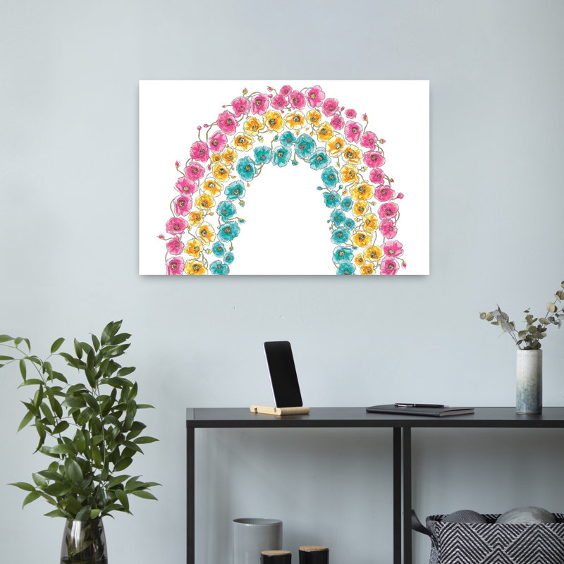 Au-dessus du jardin, art floral abstrait, H 16 po x l 24 po