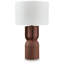 Lampe de table Maya, abat-jour tambour blanc, base de sablier rouge brique, 28 po