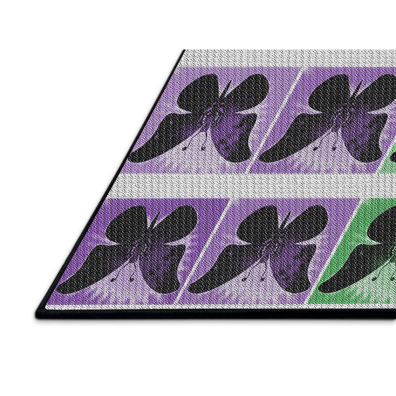 Tapis violet/rouge/vert à motif, Rectangle 3 pi x 5 pi