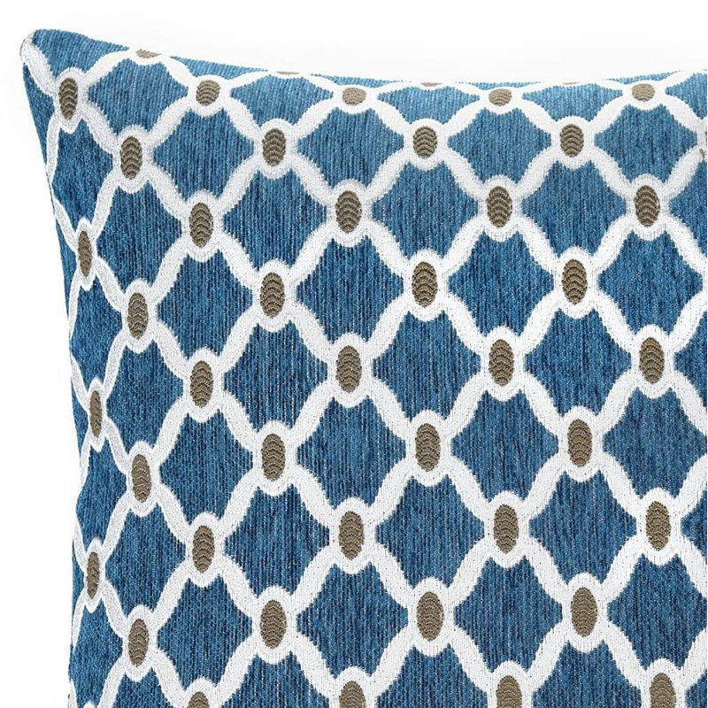 Beauville Geometric Square Cushion, Blue/Cream