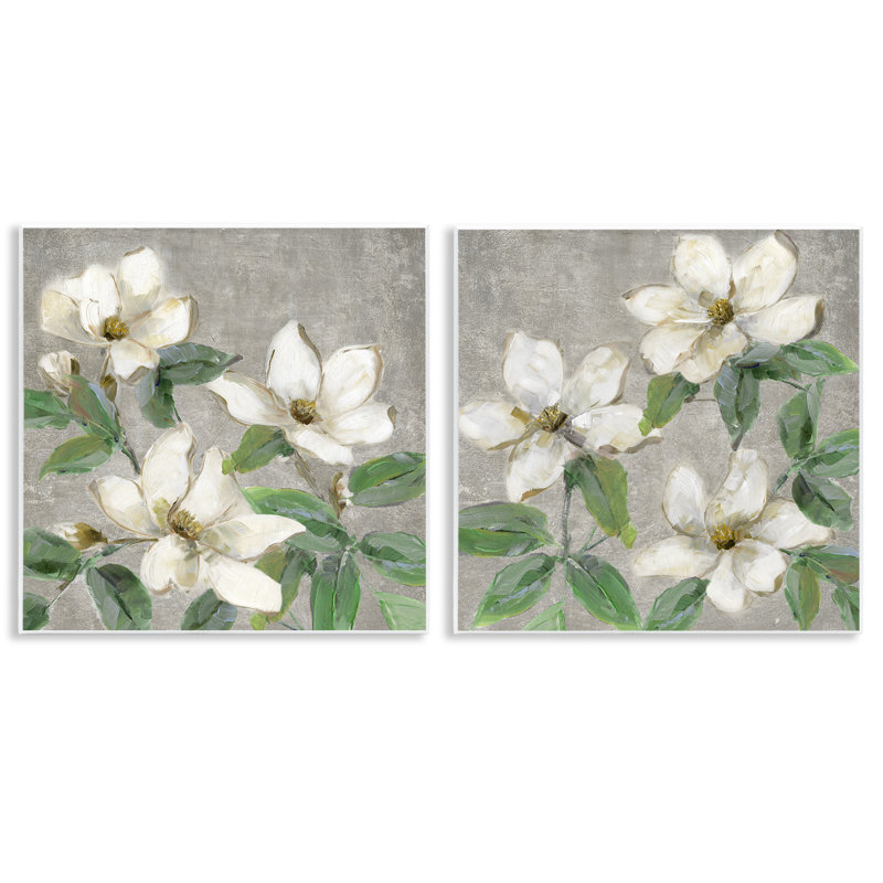 Ensemble de 2 plaques murales Blooming Ivory Magnolias, design par Sally Swatland