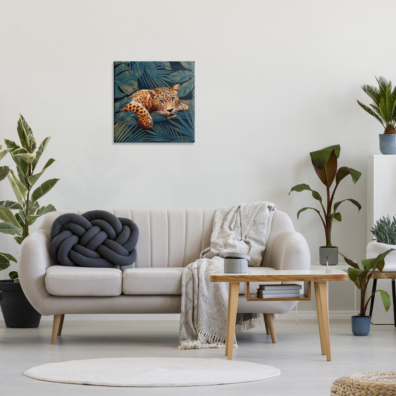 Art mural, art tropical, léopard tropical, H 24 po x l 24 po