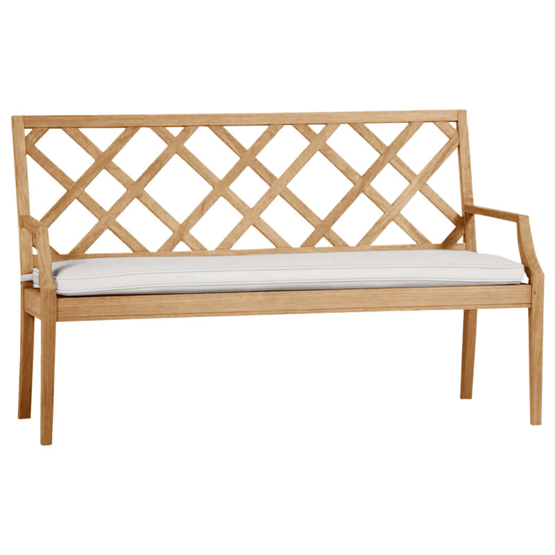 Banc 60 po Haley Teak - Teck naturel, Teck naturel, Sunbrella® ‑ lin neige, Pas de soudure