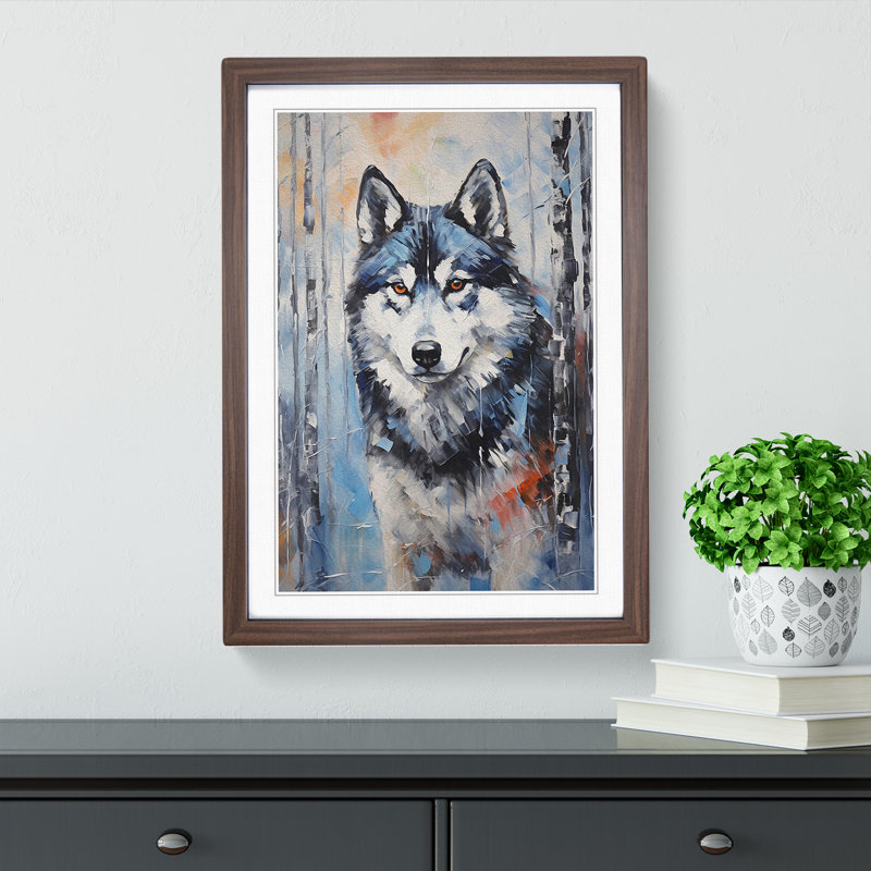 Husky Expressionism - Framed Print, Walnut Framed, 46cm H x 34cm W x 2cm D