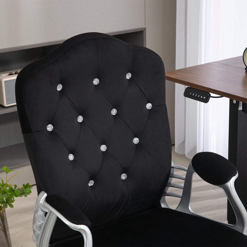 Kimar Chair with Padded Armrests, Black, Polyester Blend