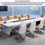 Table de conférence moderne blanc brillant-538626251