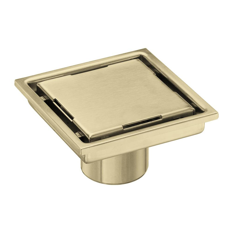 Bonde à grille carrée 4 po DryShield, Or brossé