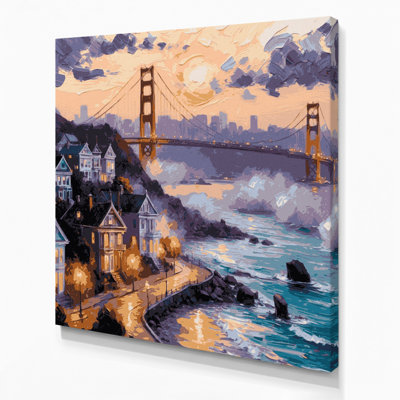 Cities San Francisco CA Purple Canvas Wall Art