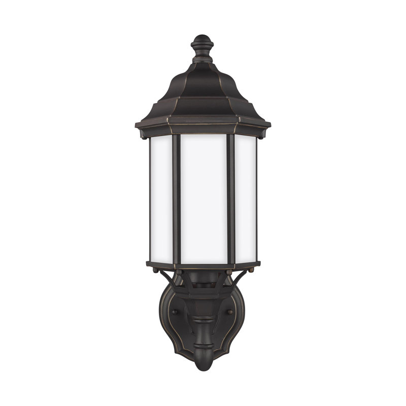Lanterne murale d'extérieur à une lumière Sevier , Bronze antique avec abat-jour givré, H 16,25 po x l 6,5 po x P 6,5 po, Non