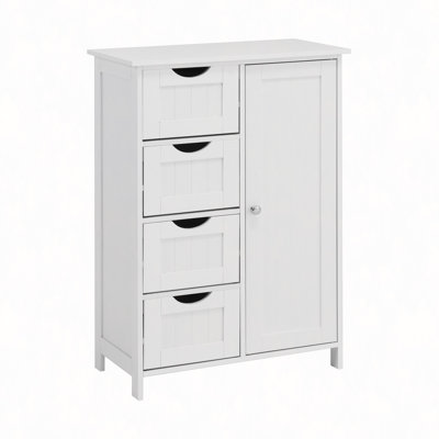 Bathroom Storage Cabinet, Floor Cabinet With Adjustable Shelf And Drawers