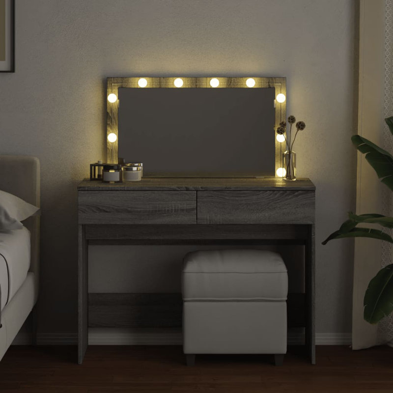 Dressing Table with Mirror, Grey Sonoma