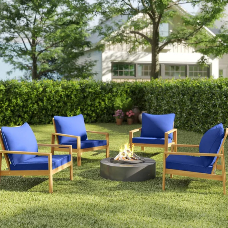 8 Piece Outdoor Patio Chair Cushion Set, Fade Resistant Seat & Backrest Replacement Cushions, Blue