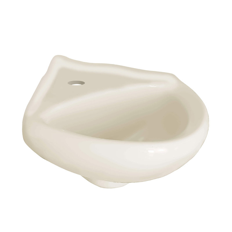 Vitreous China Corner Bathroom Sink with Overflow, 4" Centers, Beige