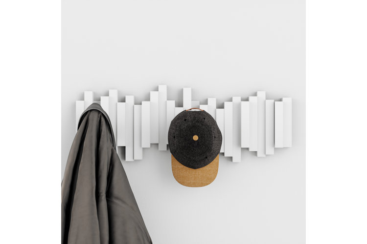 sleek white wall coat rack