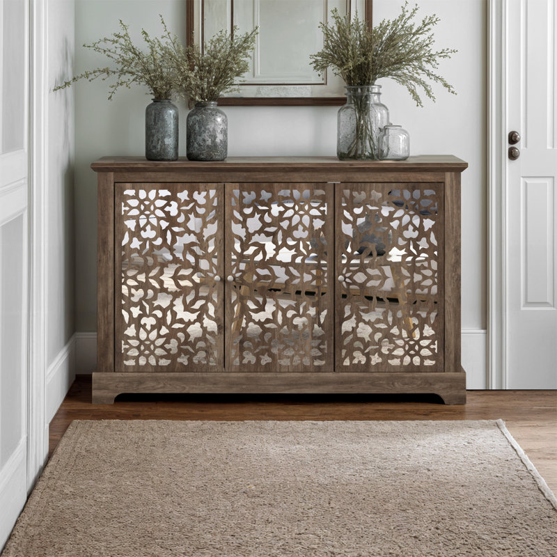 Eltingville 45.7" W 3 Door Wide Sideboard with Adjustable Shelves, Knotty Oak